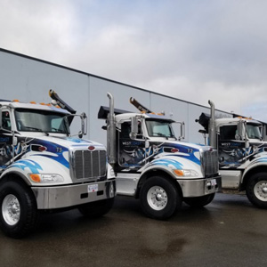 three semi trucks